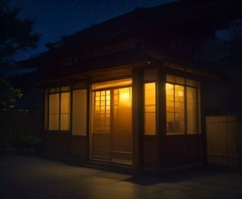 一位年轻女性在昏暗卧室里手握手机打长途电话，窗外夜色深沉，神情专注温柔，象征小阿姨和表姐之间深夜倾诉的情感纽带